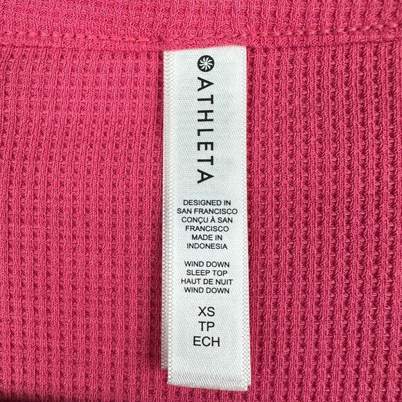 Athleta Wind Down Sleep Top Womens XS Pink Waffle Knit Long Sleeve Loungewear - Picture 8 of 14